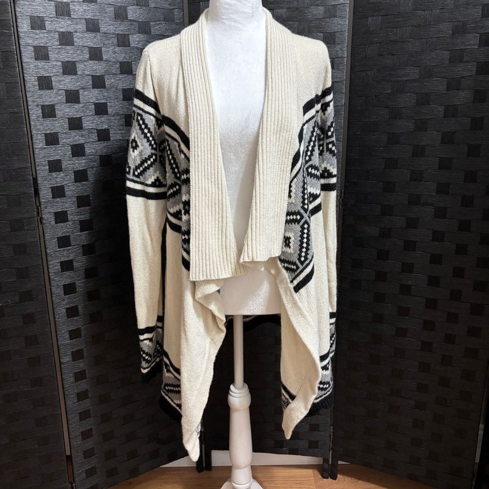 Sabine Cardigan Sweater Cream Geometric Fair Isle Wool Alpaca Southwestern Small